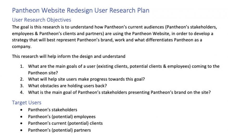 Pantheon Research Plan